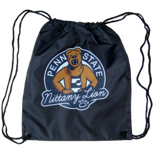 navy nylon drawstring backpack with Penn State Nittany Lion Mascot